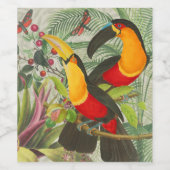 Vibrant Tropical Toucan Birds Art Exotic Oerwoud Wijn Etiket (Enkel label)