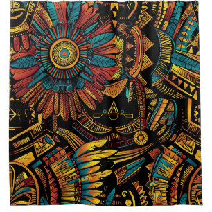 Vibrant Turquoise "Aztec Dream" rideau de douche d