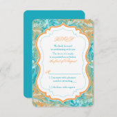 Vibrant Turquoise et Orange Floral Wedding RSVP Ré (Devant / Derrière)