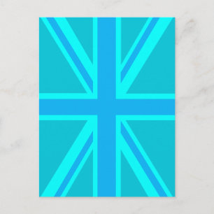 Vibrant Turquoise Union Jack Britse vlag Briefkaart
