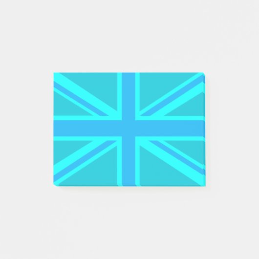 Vibrant Turquoise Union Jack Britse vlag Post-it® Notes (Voorkant)
