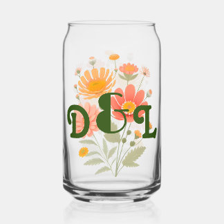 Vibrant verre à boisson florale rétro