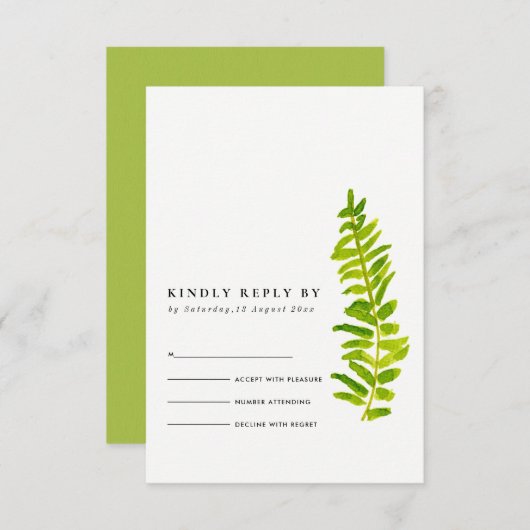 VIBRANT VERT OR EAU COULEUR FERN FOLIAGE RSVP (Devant / Derrière)