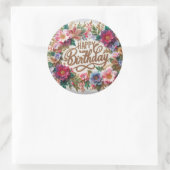 Vibrant vibes floral Anniversaire autocollant (Sac)