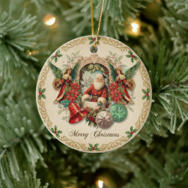 Vibrant Victorian Christmas Collage Keramisch Ornament