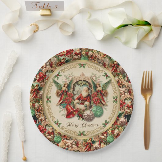 Vibrant Victorian Christmas Collage Papieren Bordje (Huwelijk)