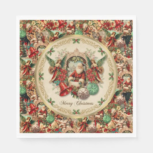Vibrant Victorian Christmas Collage Servet (Voorkant)