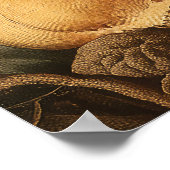 Vibrant Vintage Floral and Bird Scene Poster (Hoek)