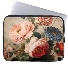 Vibrant Vintage Floral Arrangement Laptop Sleeve