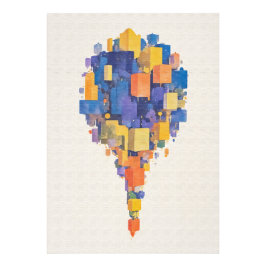 Vibrant Watercolor Floating Geometric Cubes Foto Afdruk