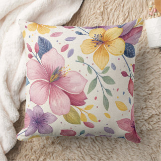 Vibrant Watercolor Floral Throw Pillow Kussen