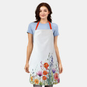 Vibrant Watercolor Wildflowers Pattern Apron Schort (Gedragen)