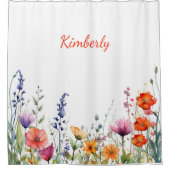 Vibrant Watercolor Wildflowers Personalized Douchegordijn (Voorkant)