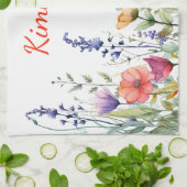 Vibrant Watercolor Wildflowers Personalized Theedoek (Gevouwen)