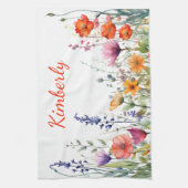 Vibrant Watercolor Wildflowers Personalized Theedoek (Verticaal)