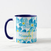 Vibrant waterverf blauw vergeet me niet de naam bl mok (Links)