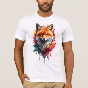 Vibrant Waterverf Fox T-shirt - vet en wild