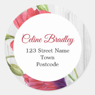 Vibrant Waterverf Rode papavers Verfadres Ronde Sticker