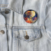 Vibrant Waterverf van Girl en Moon Button (In situ)
