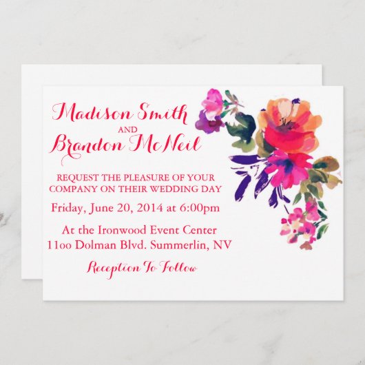 Vibrant Waterverf Weddenschap Kaart (Voorkant / Achterkant)