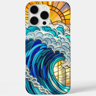 Vibrant Waves & Sun Rays Glas in lood – Kunst ontm iPhone 16 Pro Max Hoesje