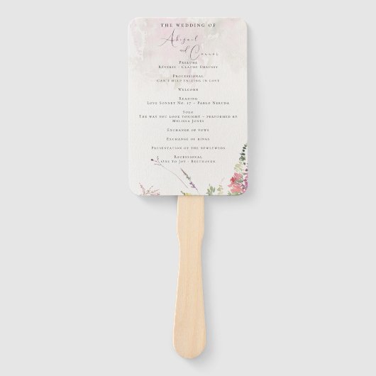 Vibrant Wildbloem Roze Violet Yellow Programme Handwaaier (Voorkant)