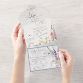 Vibrant Wildbloemen Roze Violet Geel All In One Uitnodiging (Afscheurbaar)