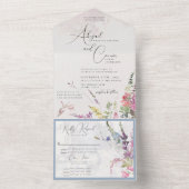 Vibrant Wildbloemen Roze Violet Geel All In One Uitnodiging (Binnen)