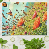 Vibrant Wildflower Butterfly Joy Design Theedoek (Gevouwen)