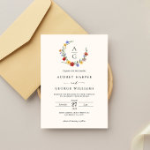 Vibrant Wildflower Crest Wedding Invitation