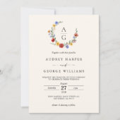 Vibrant Wildflower Crest Wedding Invitation (Devant)