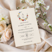 Vibrant Wildflower Crest Wedding Invitation Kaart