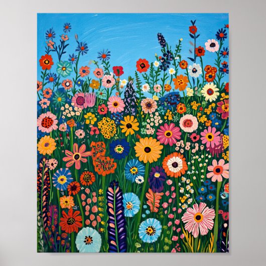 Vibrant Wildflower Field Impressionist Poster Wall (Devant)