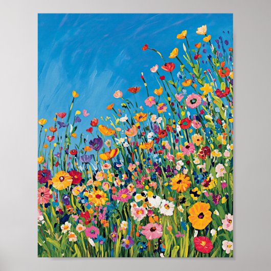 Vibrant Wildflower Field Impressionist Poster Wall (Devant)