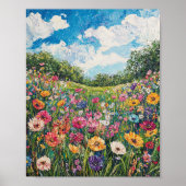 Vibrant Wildflower Field Impressionist Poster Wall (Devant)