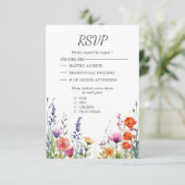 Vibrant Wildflowers Elegant Wedding RSVP Card (Debout devant)
