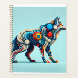 Vibrant Wolf Energy" représenté dans une 3D minima