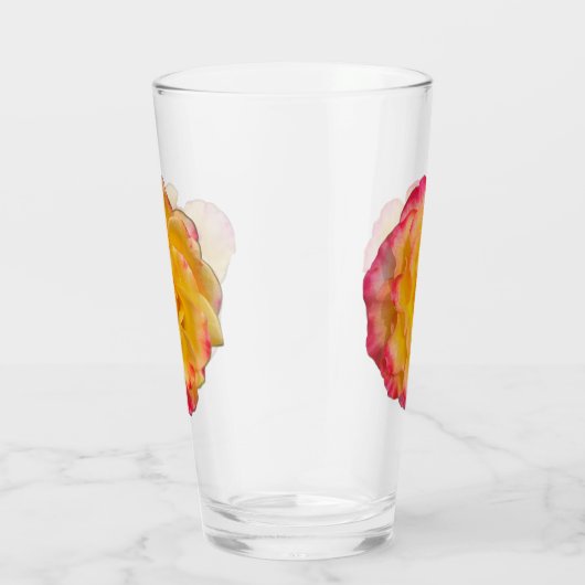 Vibrant Yellow and Pink Rose Drinking Glass Glas (Rechts)