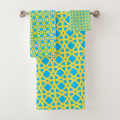 Vibrant Yellow Interlocking Circles Blue Pattern (En situation)