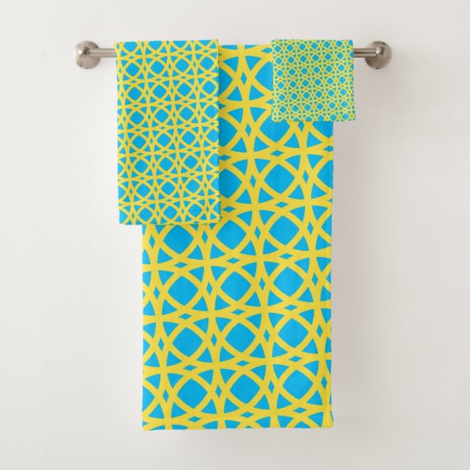 Vibrant Yellow Interlocking Circles Blue Pattern (En situation)