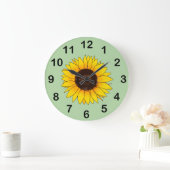 Vibrant Yellow Sunflower Bloom Grote Klok (Huis)