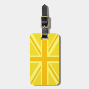 Vibrant Yellow Union Jack Bagagelabel