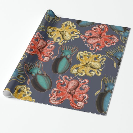 Vibrant  Zee Creatinine Octopus Squid Cadeaupapier (Uitgerold)