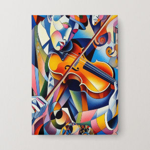 Vibrante Symfonie: Abstracte Violist Kunst Button