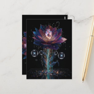 Vibrante Tech Bloesem: Hart van Licht Kunst Briefkaart