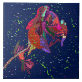 Vibrantly Colored Flower Ceramic Tile Tegeltje