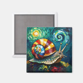 Vibrantly Colorful Impasto Whimsical Snail Magneet (Voorkant / Achterkant)