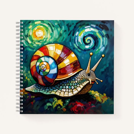 Vibrantly Colorful Impasto Whimsical Snail Notitieboek (Voorkant)