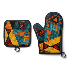 Vibrantly colorful triangles with tribal patterns