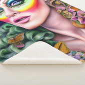 Vibrany Bold LGBTQ Portret Belemmert Koningin Kuns Sherpa Deken (3/4)